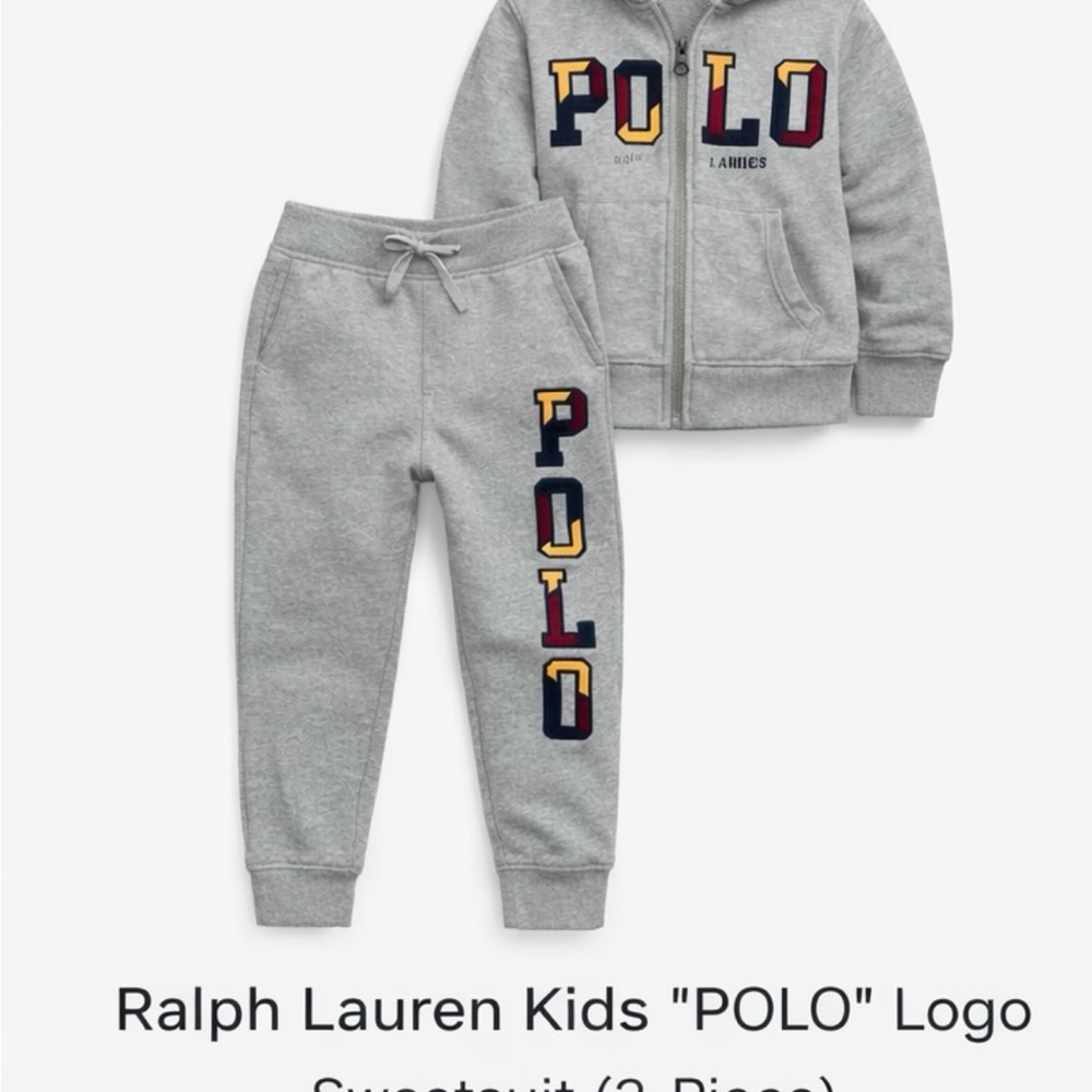Ralph Lauren Gray POLO Logo Hoodie and Joggers Set